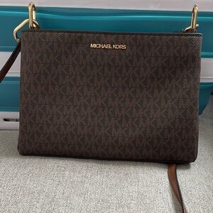Michael Kors Brown Crossbody Bag with Gold Hardware